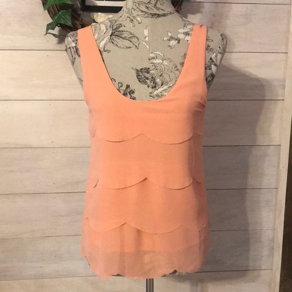 Tobi Pink/Orange Scalloped Top S